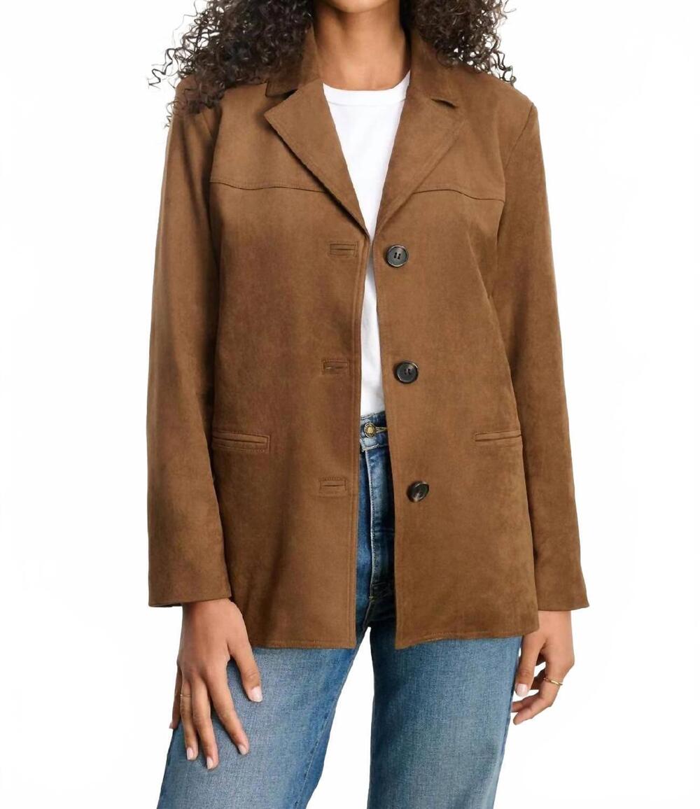 NEW VELVET BY GRAHAM & SPENCER salie faux suede jacket in brown